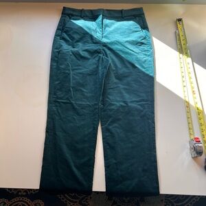 NWT JCrew ladies green velvet trouser, size 12 TALL